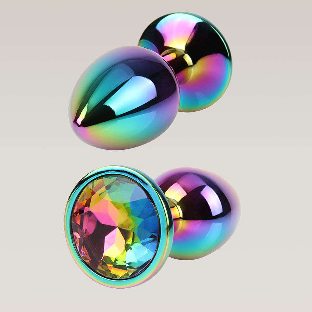 RAINBOW Small Jewelled Metal Butt Plug 2 7 Inch The Hidden Closet rainbow-small-jewelled-metal-butt-plug-2-7-inch-the-hidden-closet