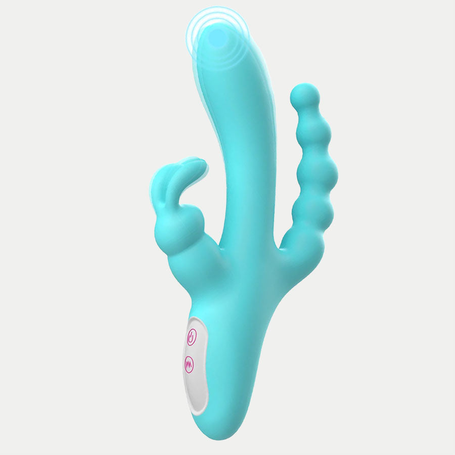 JOKER Triple Penetration Smooth Silicone Vibrator 8.5 Inch