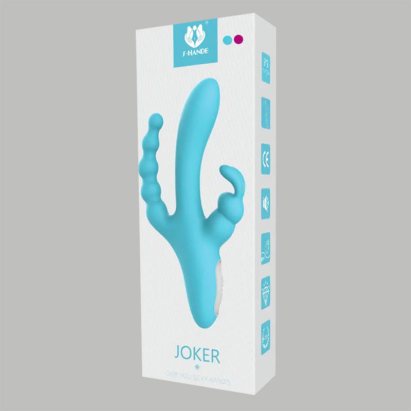 JOKER Triple Penetration Smooth Silicone Vibrator 8.5 Inch