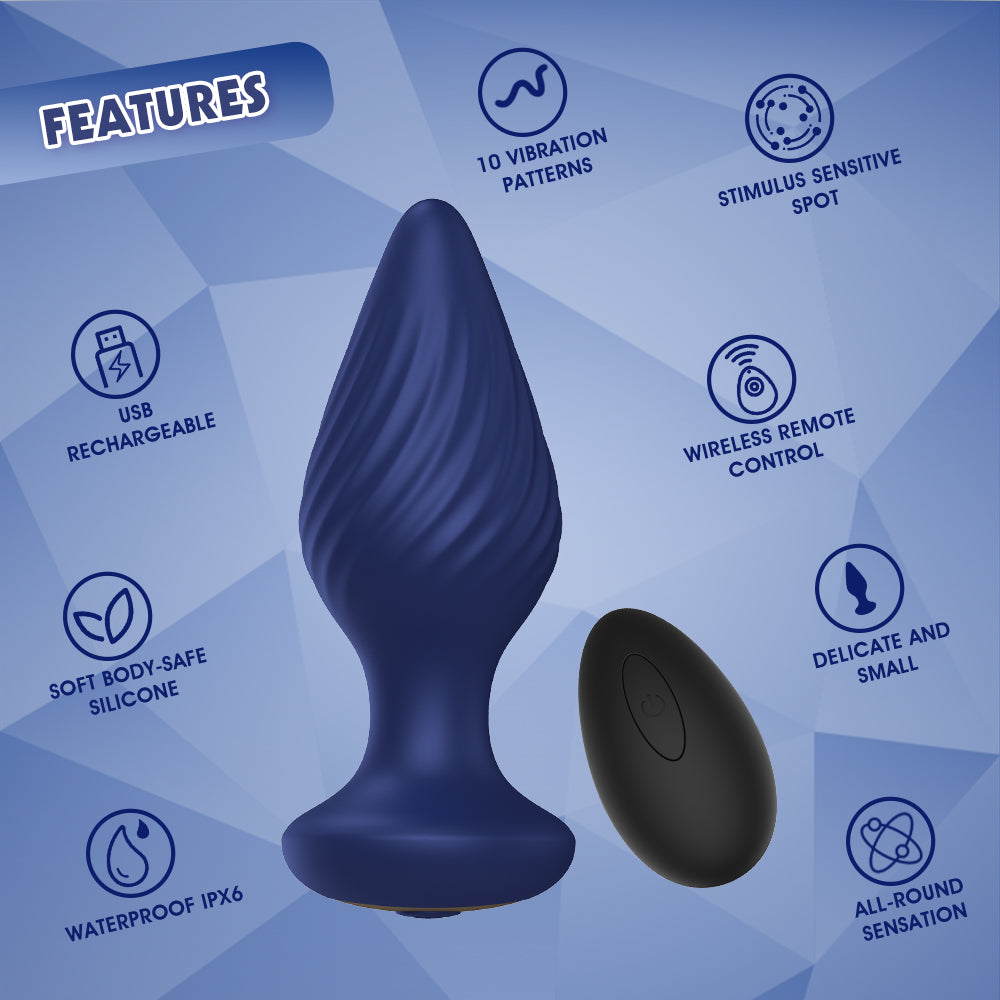 ESCTASY Spiral Remote Rechrageable Vibrating Anal Plug