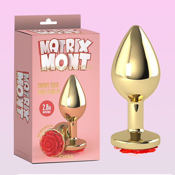 SHOWY Red Rose Gold Anal Plug Size M Diameter 3.3 cm