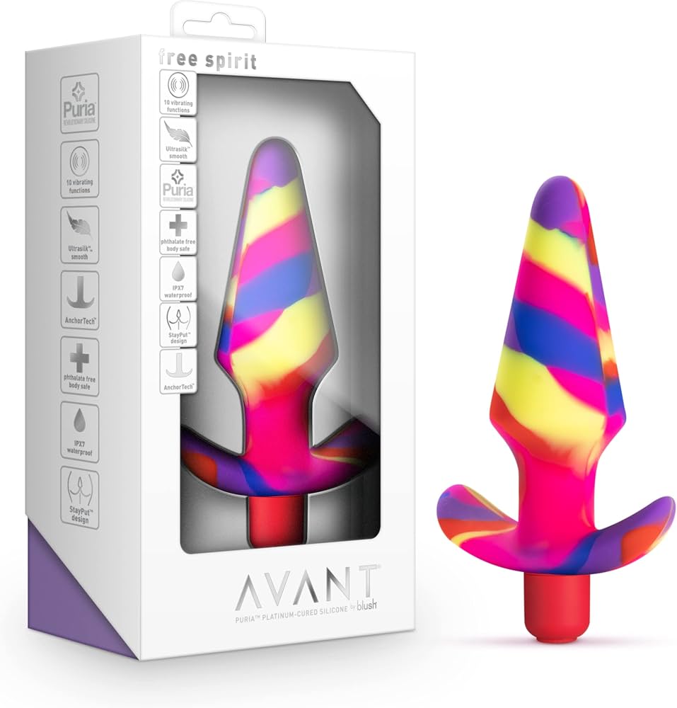 Avant Rainbow Vibrating Plug Platinum Cure Silicone Size L