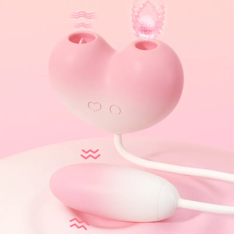 HEART Firm Power Vibration with Suction and Tongue