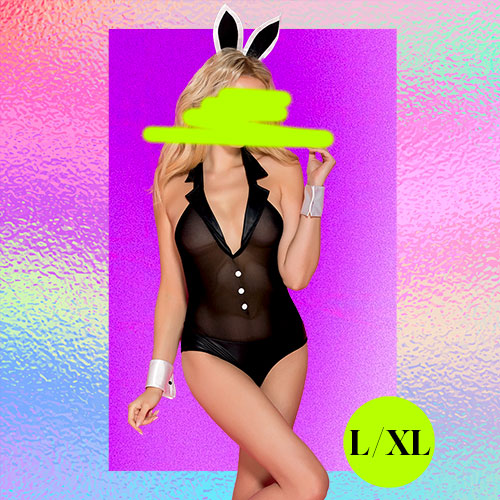 HOLLY Sheer Black Bunny Lingerie L/XL