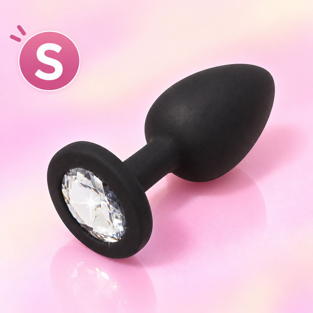 COZY Anal Silicone Plug S with Round Shape Clear Diamond