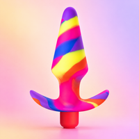 Avant Rainbow Vibrating Plug Platinum Cure Silicone Size L