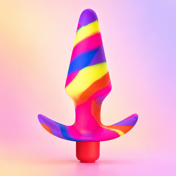 Avant Rainbow Vibrating Plug Platinum Cure Silicone Size L