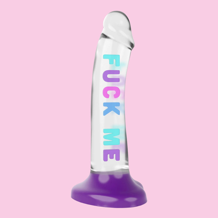 "FUCK ME" Clear Soft silicone dildo 7.5