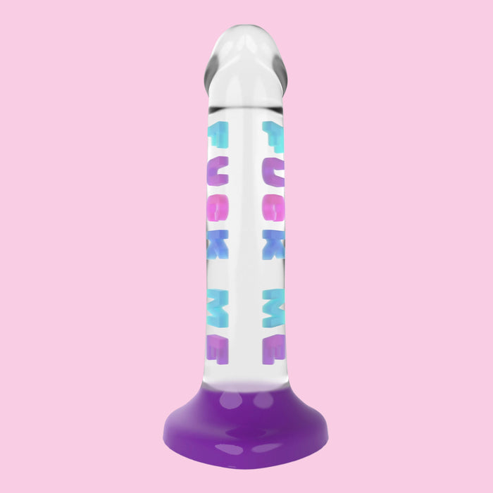 "FUCK ME" Clear Soft silicone dildo 7.5