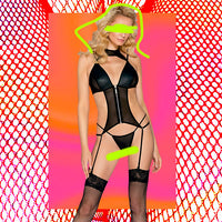 GIGI Black Mesh Bustier 3-Piece S/M