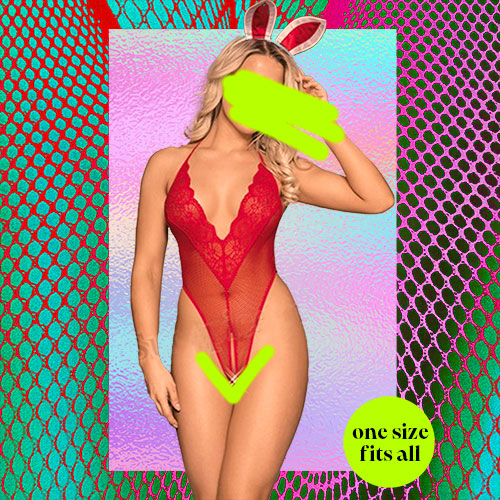 KAMI Red Bunny Crotchless Lingerie One Size Fits All