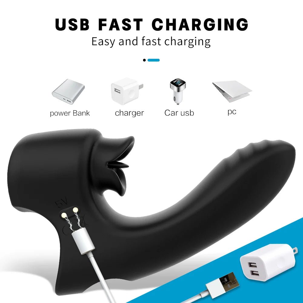 Devil Kiss Finger Tongue Vibrator with Rechargeable