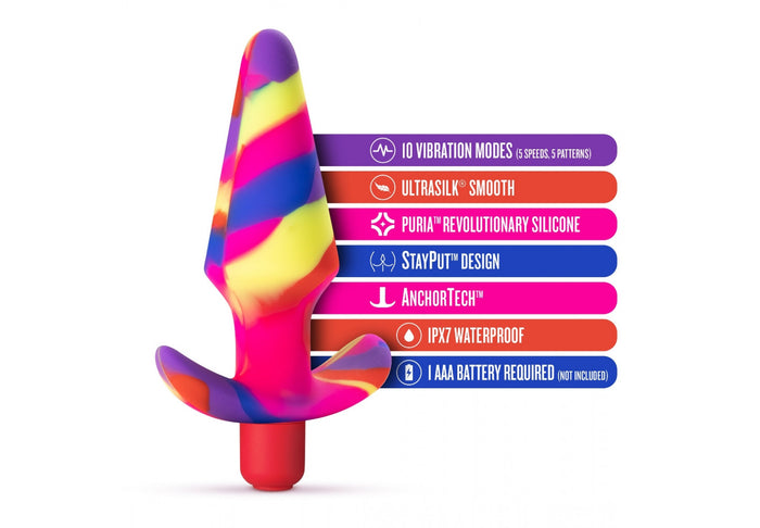 Avant Rainbow Vibrating Plug Platinum Cure Silicone Size L