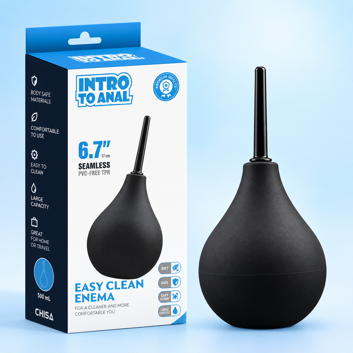 ENEMA Easy Clean Black Slim Anal Douche 6.7 Inch