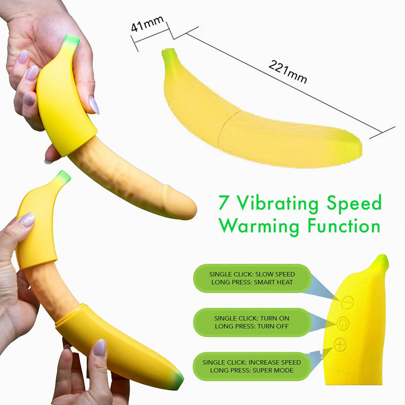 Hidden BANANA Warming Dildo Vibrator 8.7 Inch