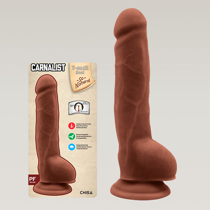 CARNALIST Brown T-Skin Real Feel Suction Cup Dildo 9.2 Inch