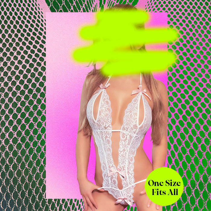 BRITNEY White Cutout Crotchless Lace Body Free Size