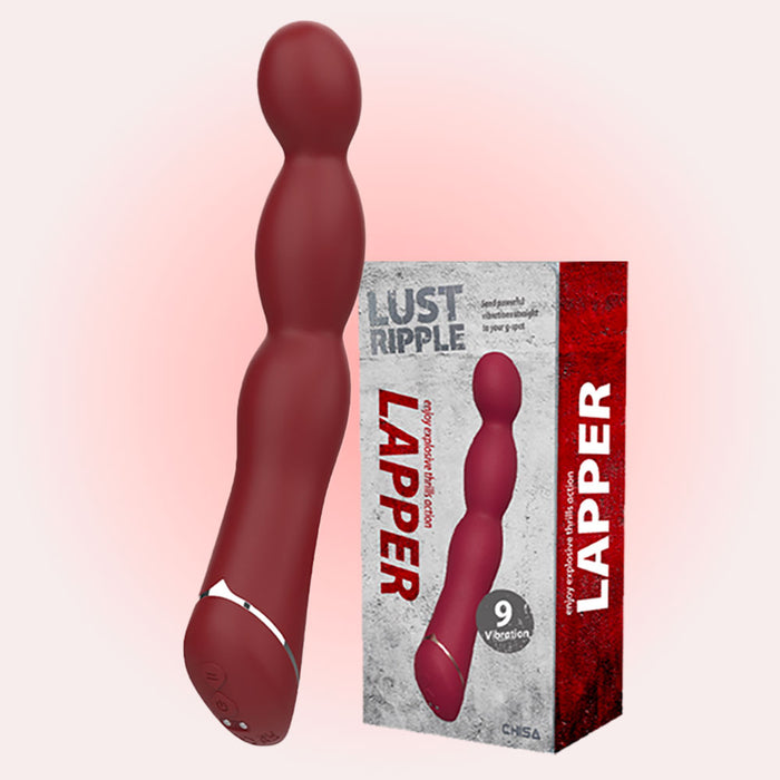 Lapper Red Beaded Rechargeable Vibrator 8 Inch