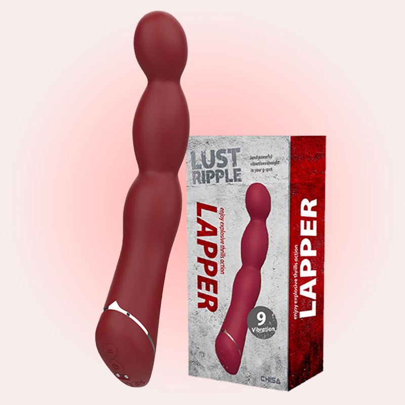 Lapper Red Beaded Rechargeable Vibrator 8 Inch