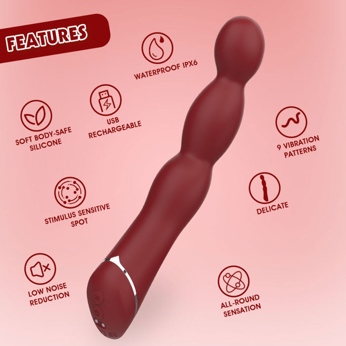 Lapper Red Beaded Rechargeable Vibrator 8 Inch