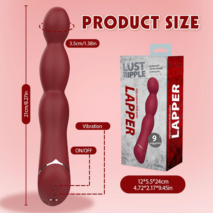 Lapper Red Beaded Rechargeable Vibrator 8 Inch