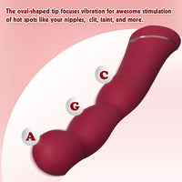 Lapper Red Beaded Rechargeable Vibrator 8 Inch