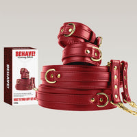 BEHAVE Red Deluxe Wrist to Thigh Cuff Bondage Set