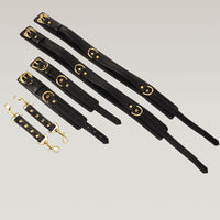 BEHAVE Black Deluxe Wrist to Thigh Cuff Bondage Set