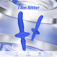 RITTER Blue Rechargeable Double-Ended Butt Plug and Dildo Vibrator