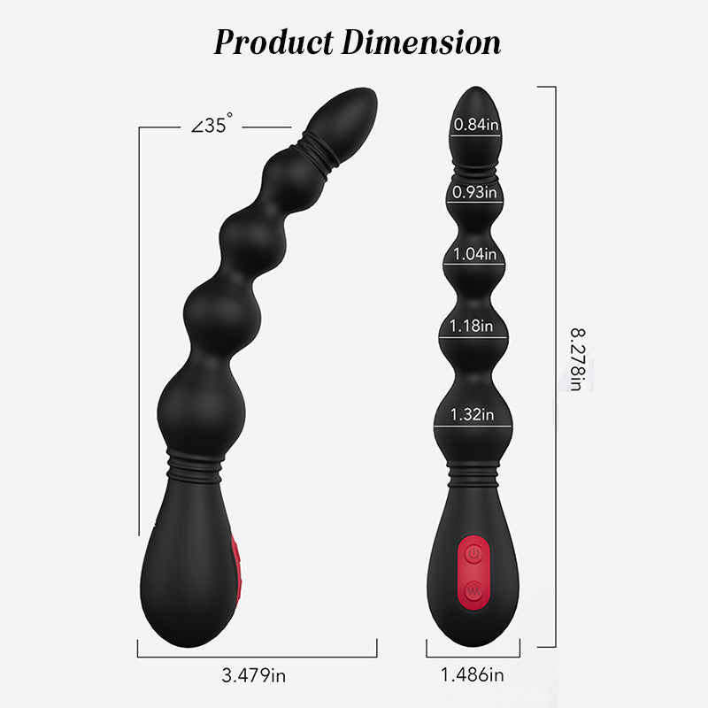 VINS Beaded Smooth Bendable Beaded Anal Vibrator 8 Inch