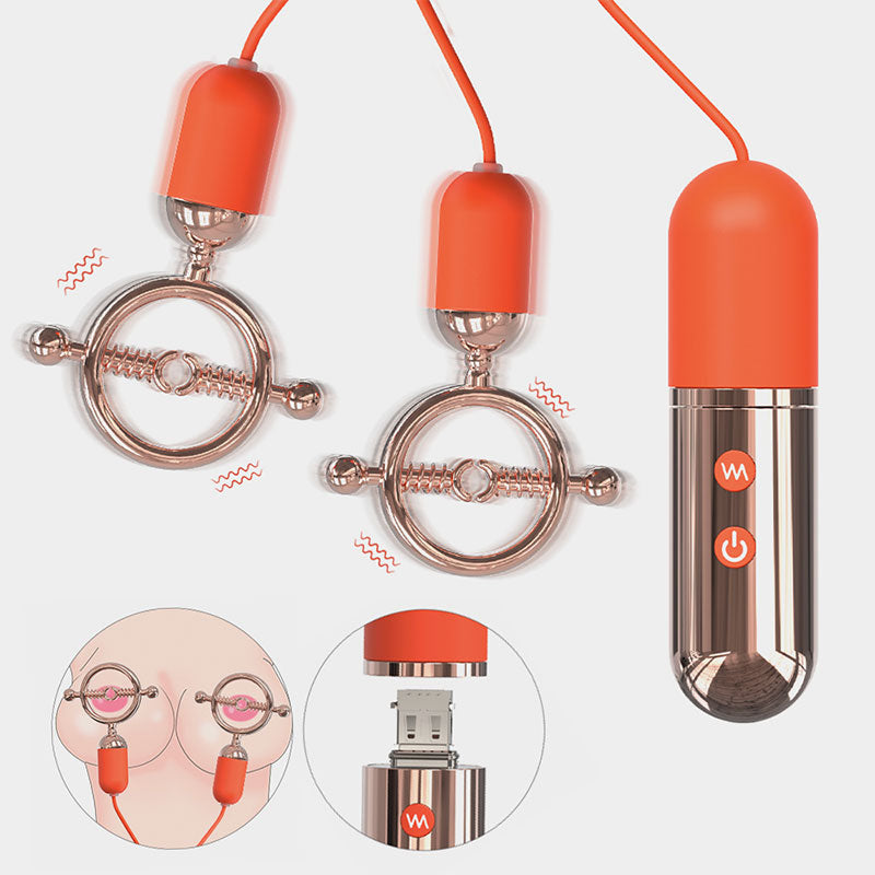 FORBIDDEN LOCK 2 in 1 Nippple Clamp & Mini Bullet Vibrator