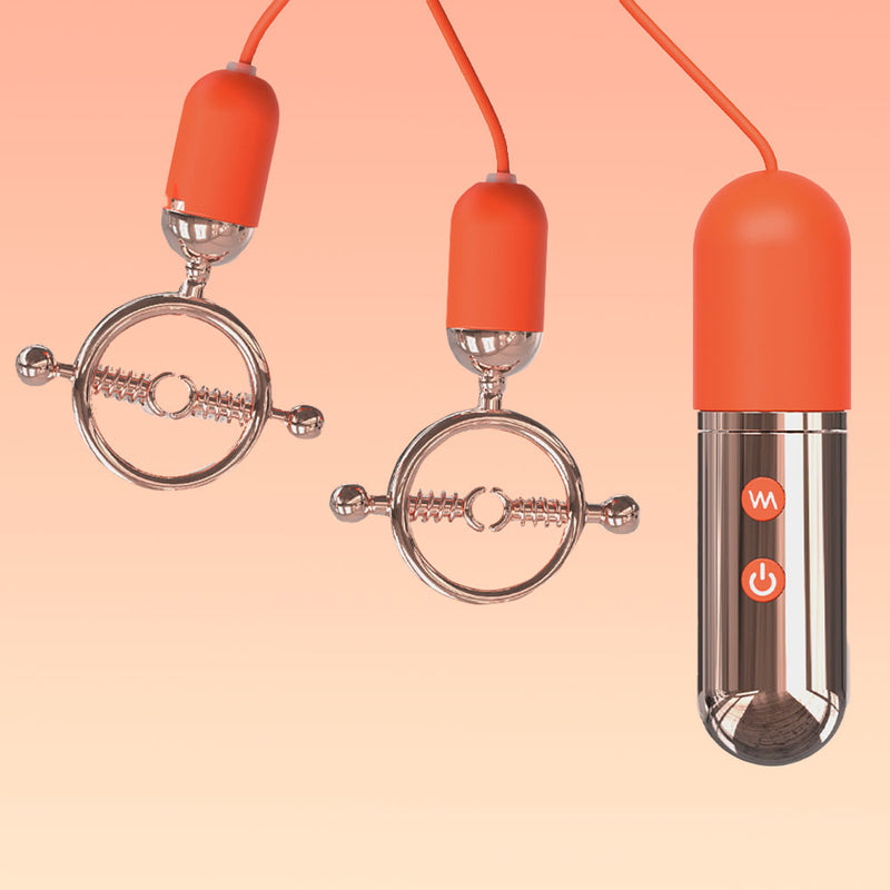 FORBIDDEN LOCK 2 in 1 Nippple Clamp & Mini Bullet Vibrator