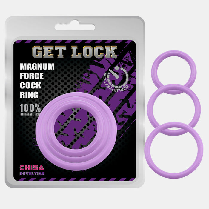 GET LOCK Magnum Force Silicone Cock Ring 3-Piece Set